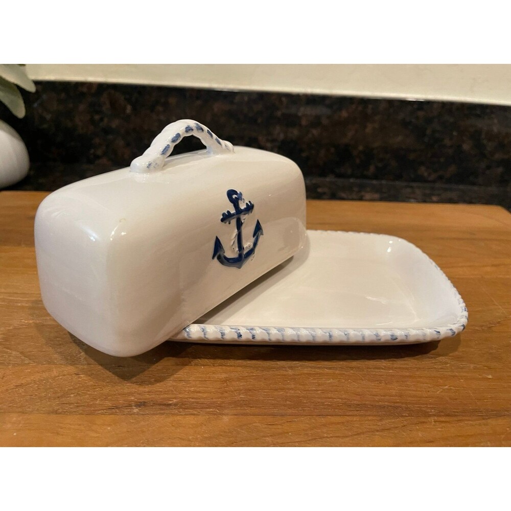 Rae Dunn Magenta anchor butter with cover